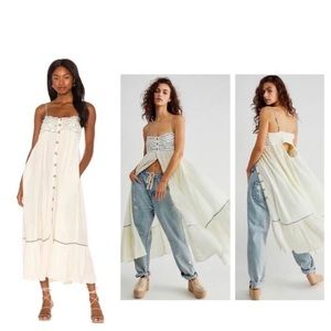 Free People Midi Dress Cream Boho